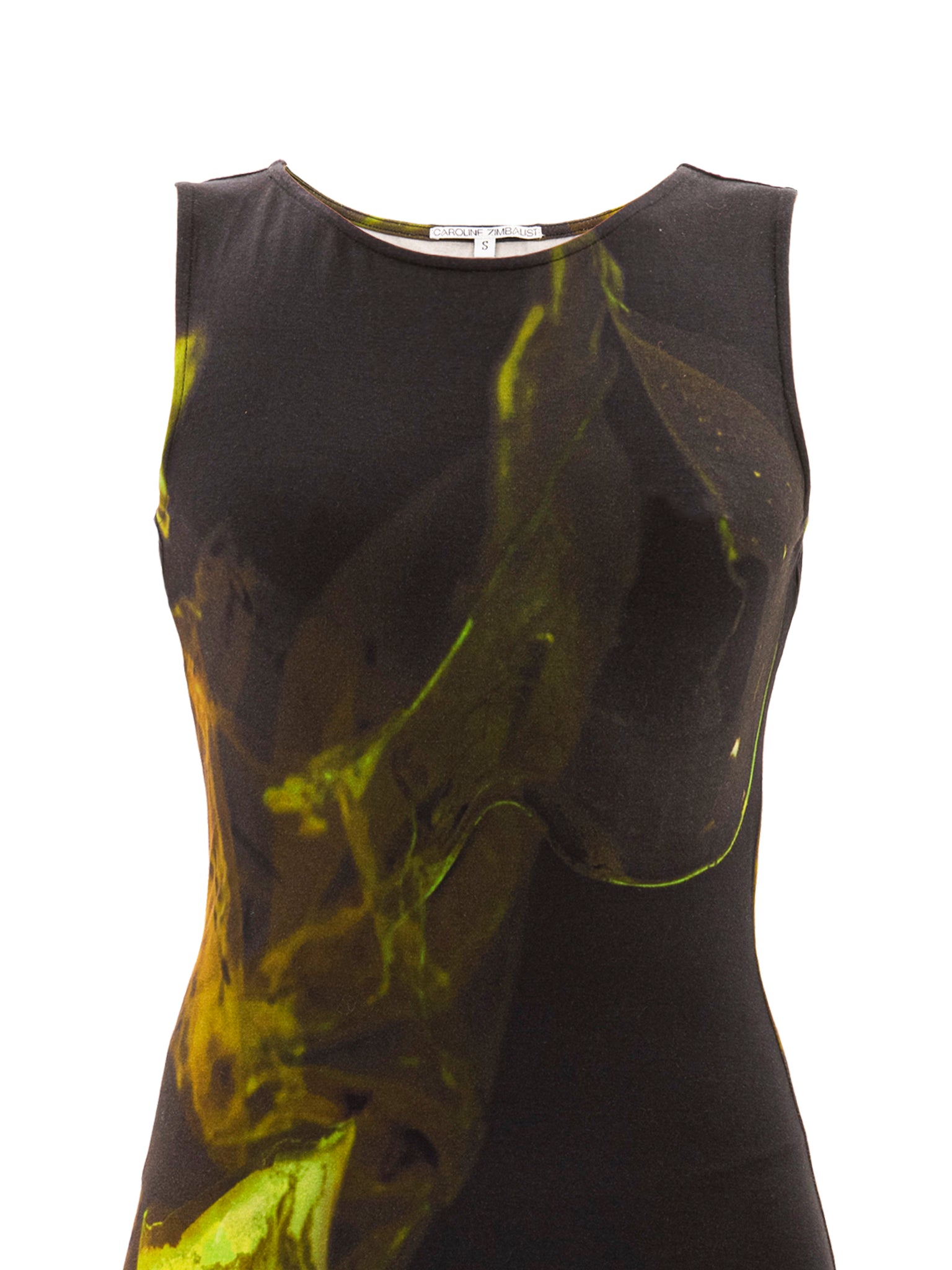 Chartreuse Black Midi Dress