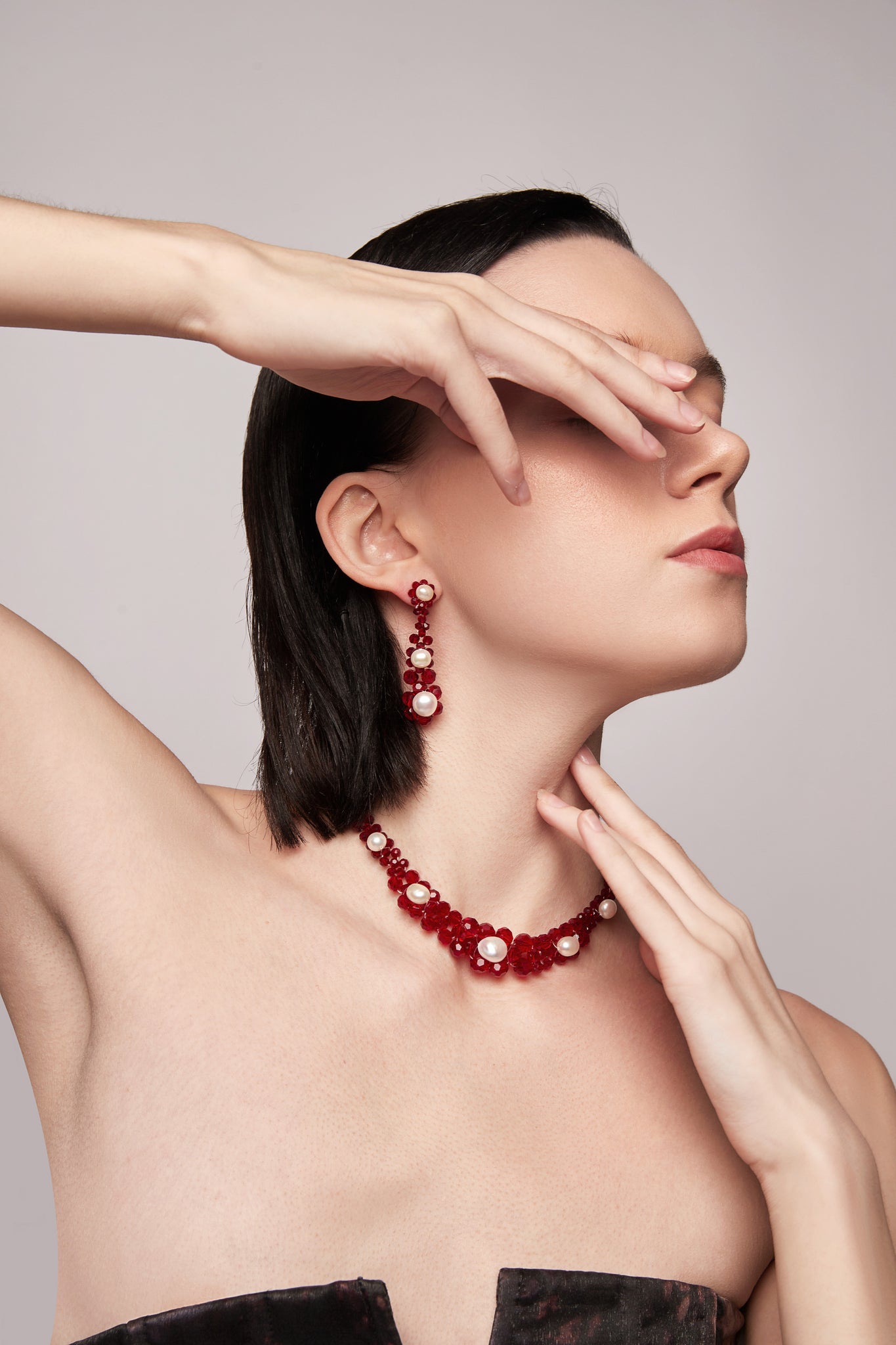 Crystal Beaded Baroque Pearl Earrings