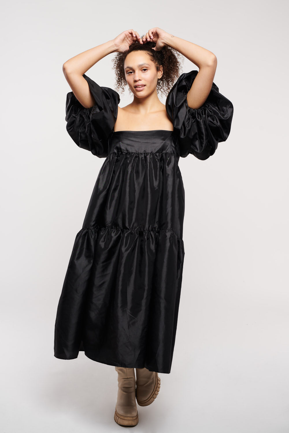 Long Black Taffeta Dress