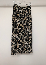 90s Black Floral Maxi Skirt