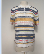 Vintage Striped Short Sleeve Polo Sweater