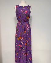 Vintage Floral Maxi Dress with Slits on Sides
