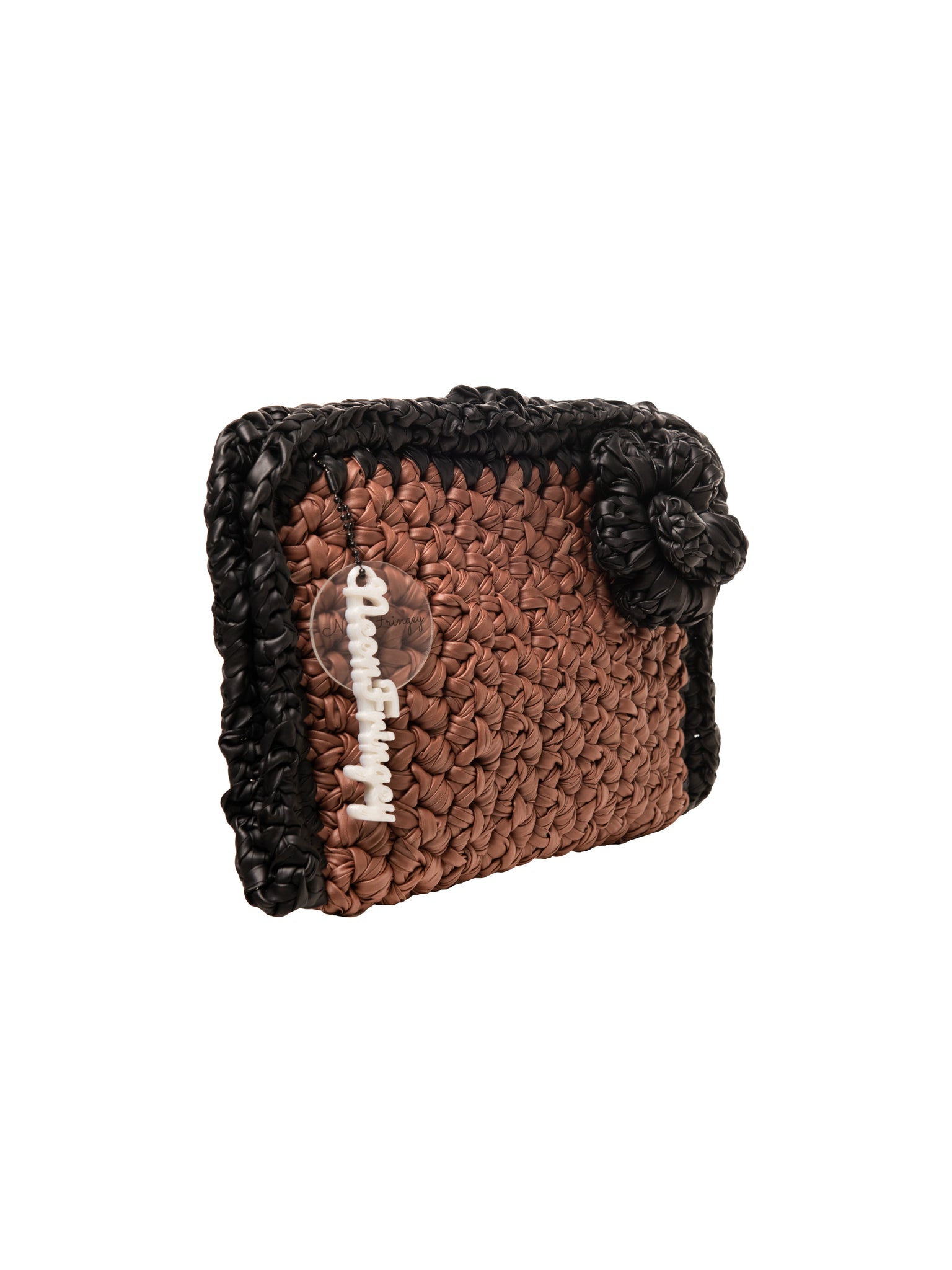 Brown and Black Ruffle Clutch
