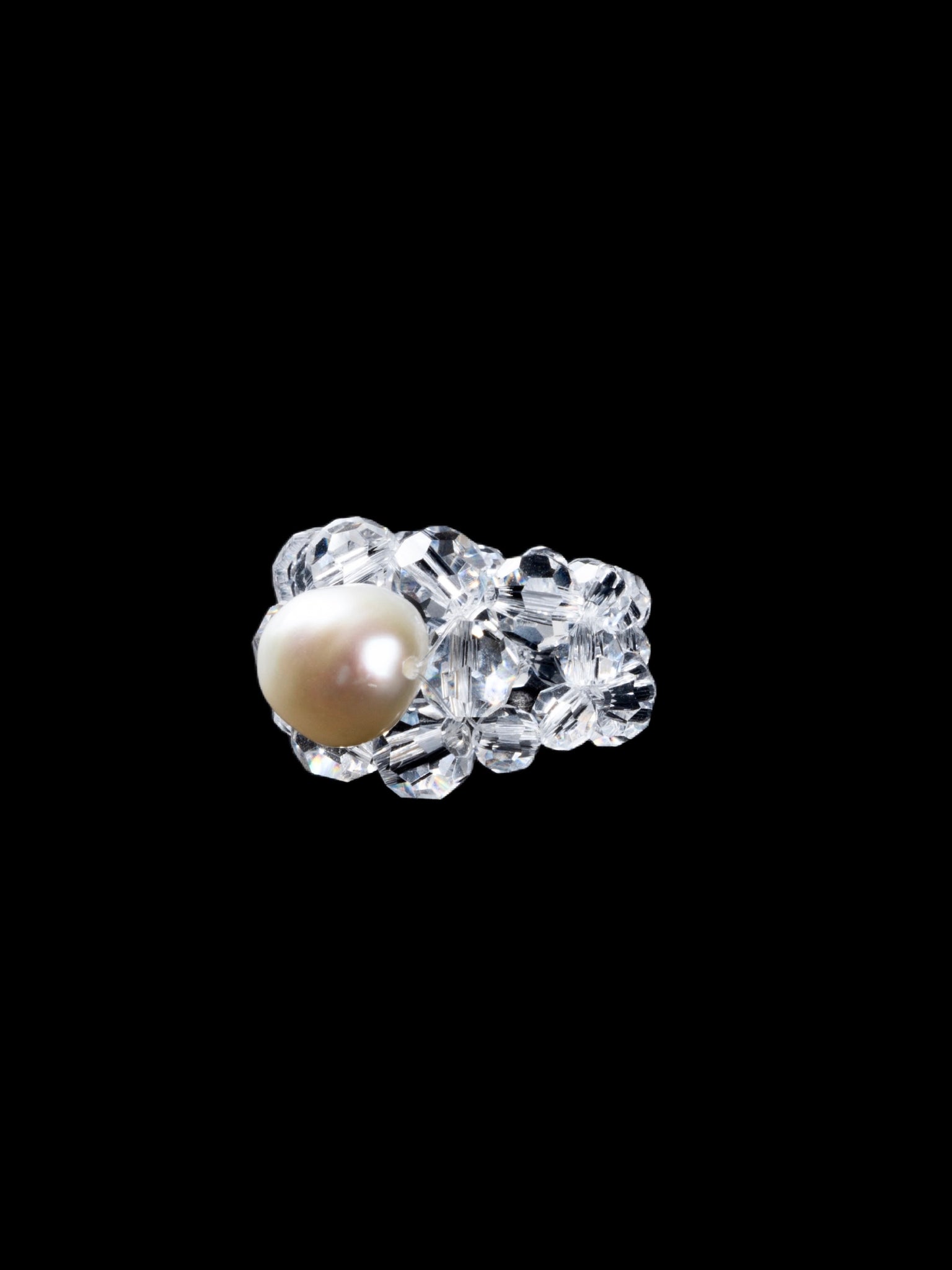 Crystal Beaded Baroque Pearl Ring