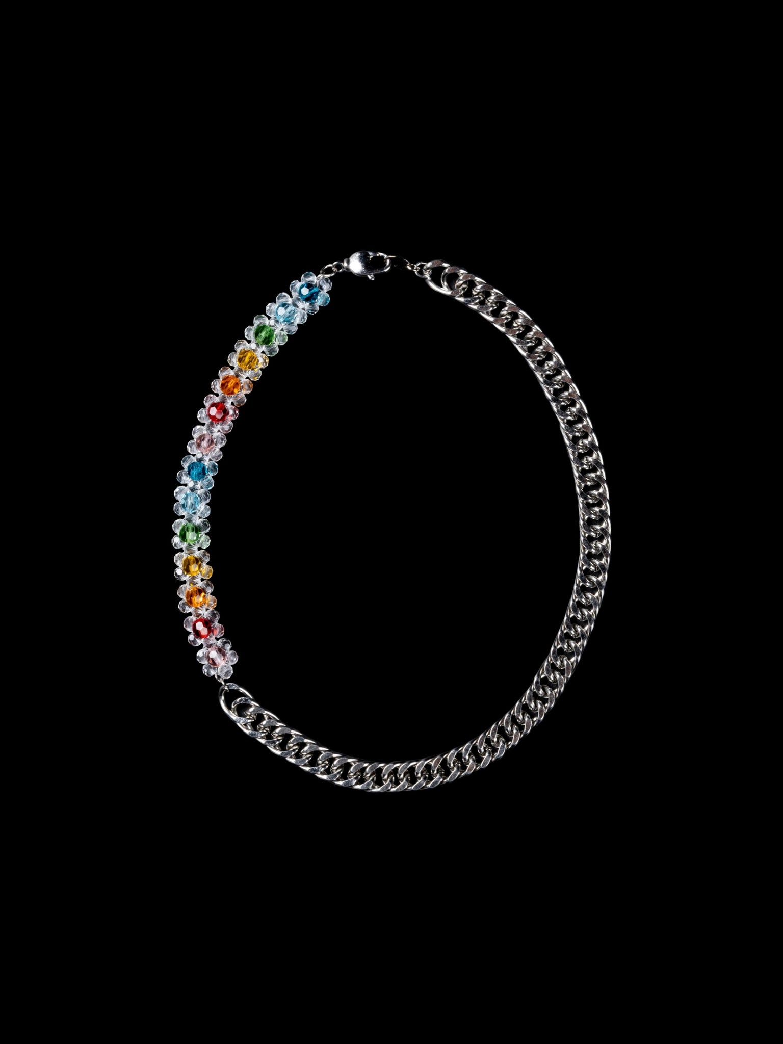 Crystal Bead Rainbow Beaded Chain Necklace